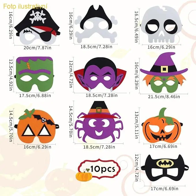 8ks Masek pro děti nejen na Halloween