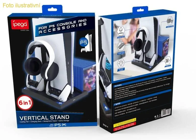 Dokovací stanice iPega P5013 s chlazením pro PS5 a PS5/PSMove Controller černá (PS5)
