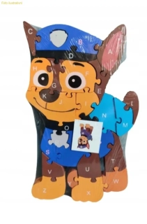 Dřevěné puzzle vzdělávací - Paw Patrol, Tlapková patrola (Chase)