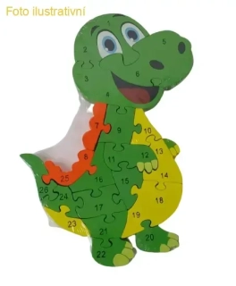 Dřevěné puzzle vzdělávací - Dino